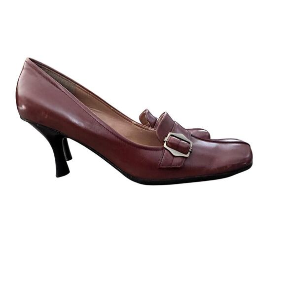 Vintage Enzo Angiolini Eadanette Brown Leather Low Loafer Pumps Heels Size 8.5 - Picture 3 of 12